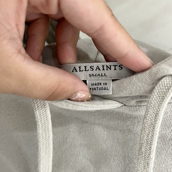 All Saints Alisa Cropped Hoodie Sweatshirt Gray Size Small D12449 - Picture 3 of 3